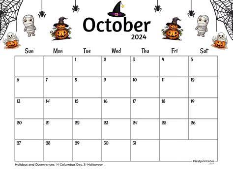 free printable october 2024 calendar
