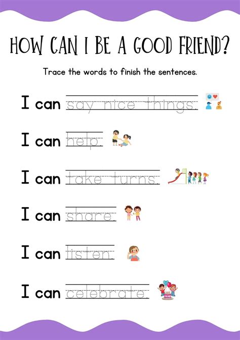 Printable Friendship Worksheets Pdf
