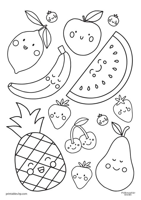 Printable Fruit Coloring Sheets