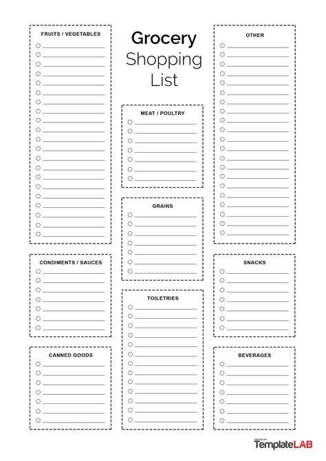 Printable Grocery Shopping List Template