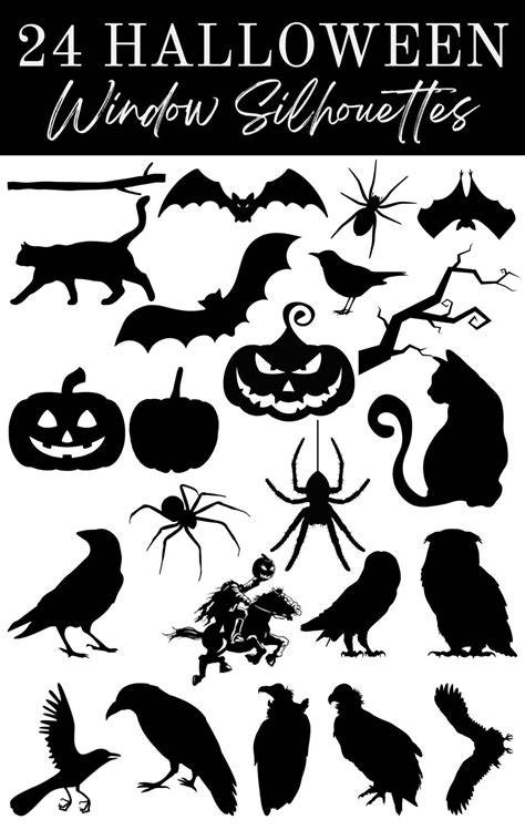 Printable Halloween Window Silhouettes Template