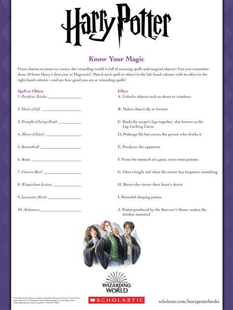 Printable Harry Potter Worksheets
