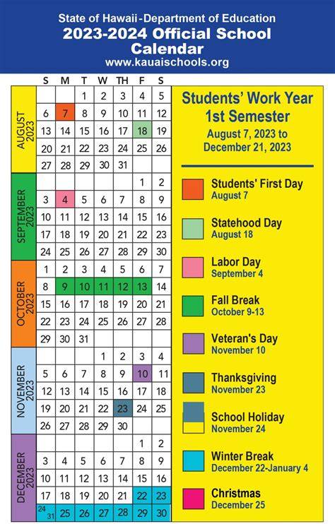 hawaii doe calendar 25 26