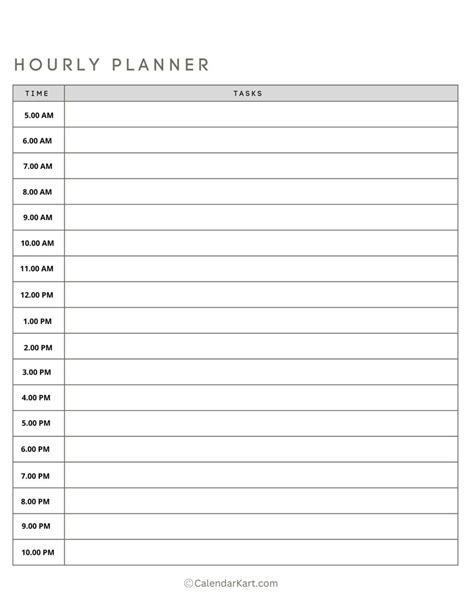 Printable Hourly Planner