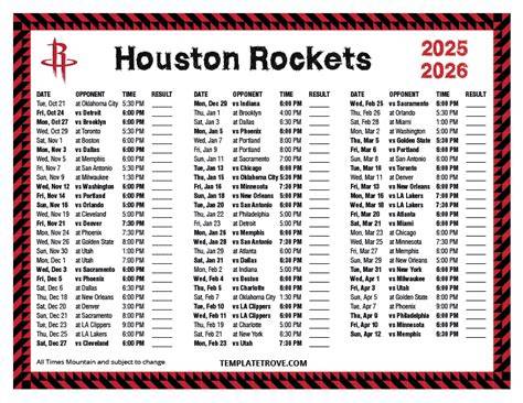 Printable Houston Rockets Schedule 2024 2025