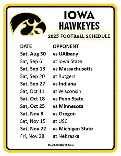 Printable Iowa Football Schedule 2024 Pdf