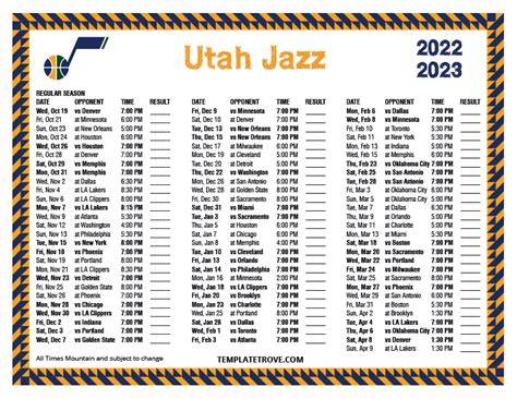 Printable Jazz Schedule