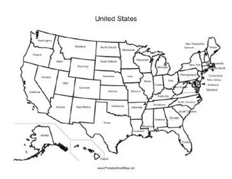 Printable Labeled United States Map