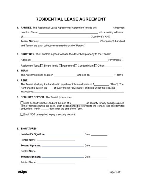Printable Lease Agreement Form Free