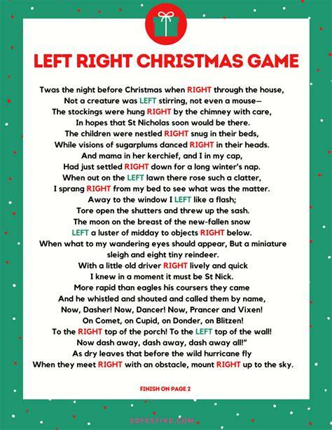 Printable Left Right Game Christmas