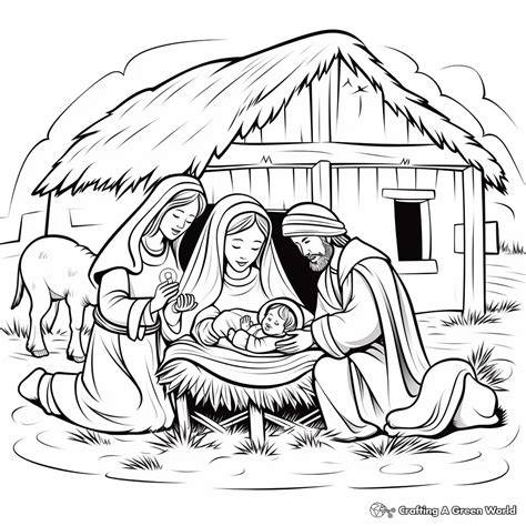 Printable Manger Scene Coloring Page