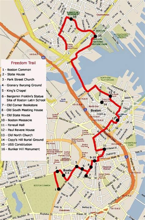 Printable Map Of Boston Freedom Trail