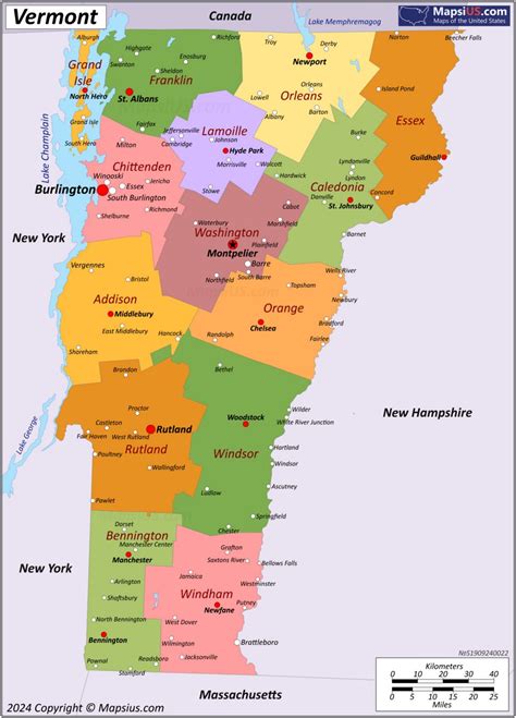 Printable Map Of Vermont