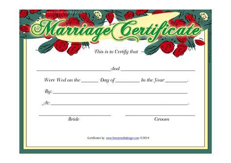 Printable Marriage License