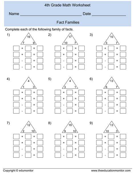 Printable Math Worksheets 4th Grade