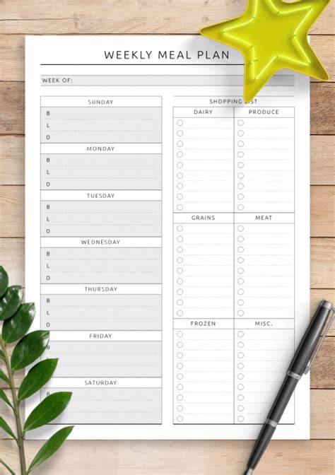 Printable Meal Planner And Shopping List