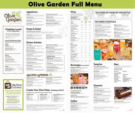Printable Menu For Olive Garden