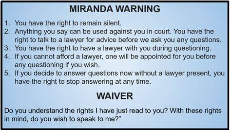 Printable Miranda Rights Card