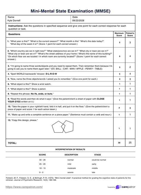Printable Mmse Test