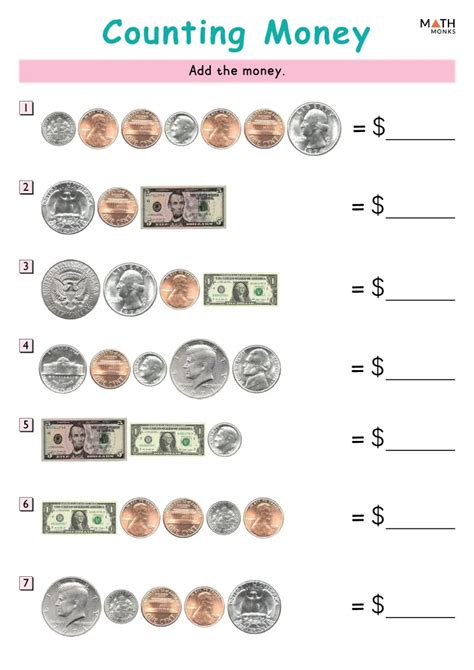 Printable Money Math Worksheets