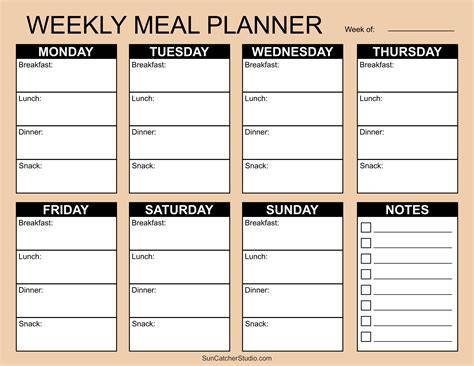 Printable Monthly Meal Planner Template Pdf