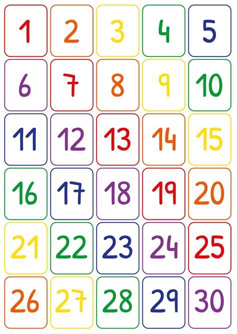 Printable Numbers 1 30 Template