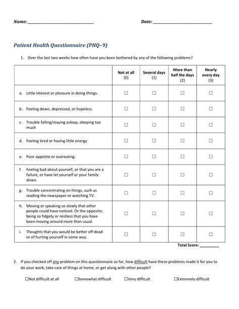 Printable Phq 9