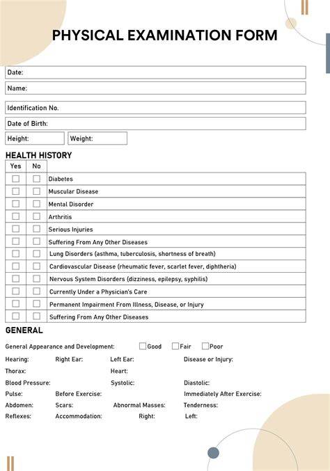 Printable Physical Exam Form