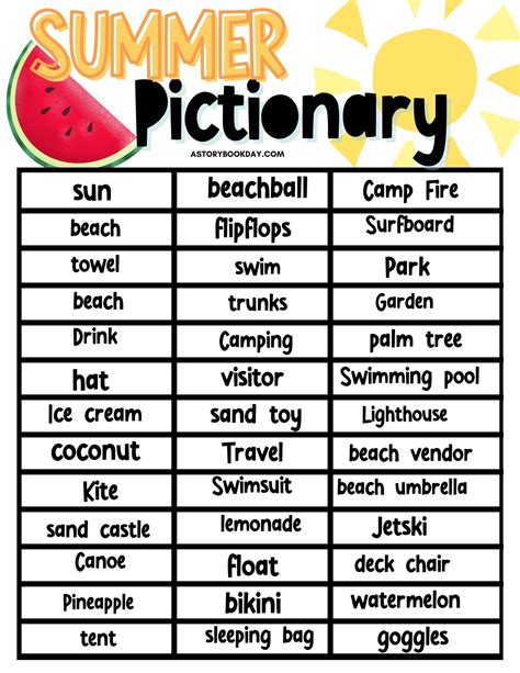 Printable Pictionary Game