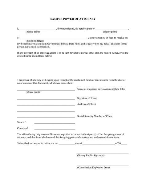 Printable Power Attorney Form