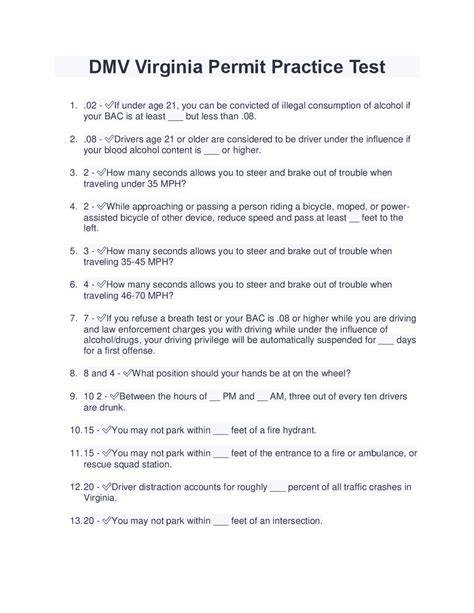 Printable Practice Dmv Permit Test