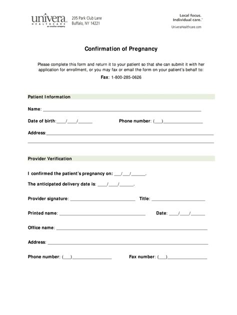 Printable Proof Of Pregnancy Form Pdf