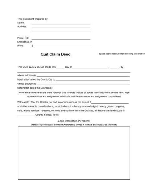 Printable Quit Claim Deed Pdf