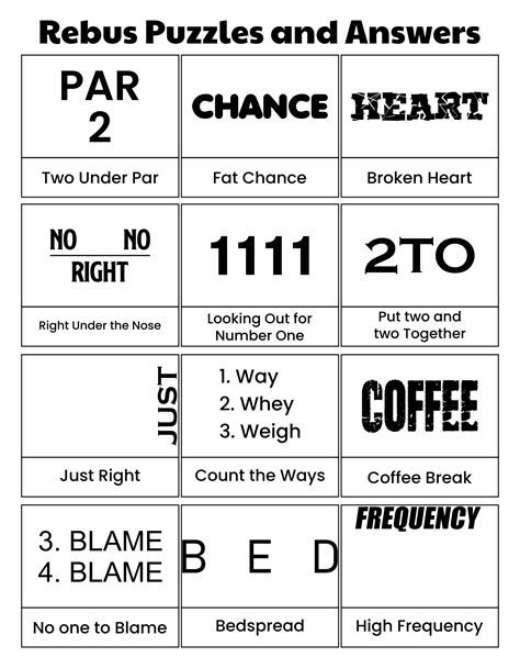 Printable Rebus Puzzles With Answers