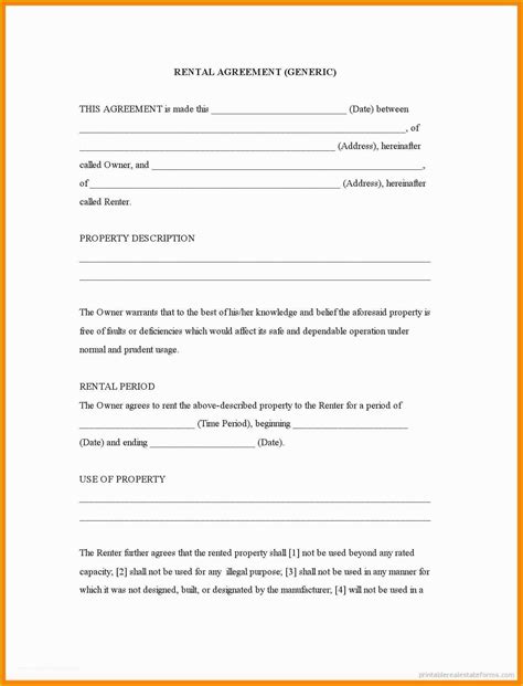 Printable Rental Agreement Pdf