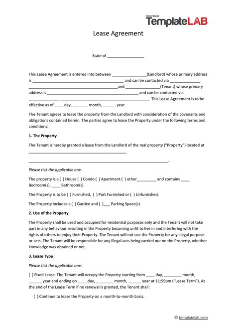 Printable Rental House Lease Agreement
