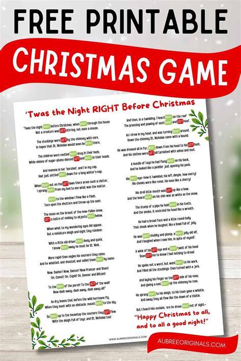 Printable Right Left Game For Christmas
