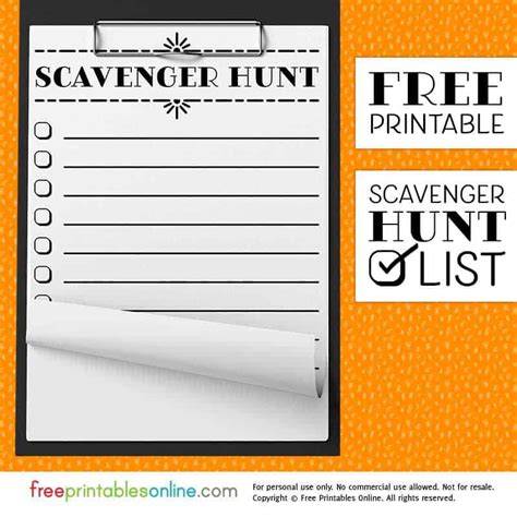 Printable Scavenger Hunt List
