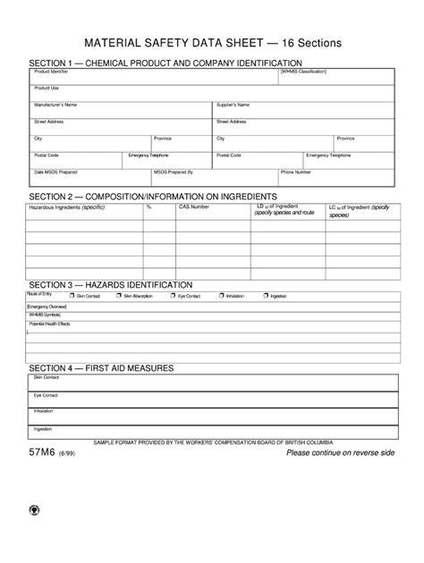Printable Sds Sheets
