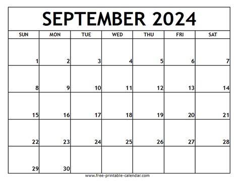 Printable September Calendar 2024