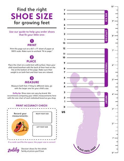 Printable Shoe Size Template Pdf