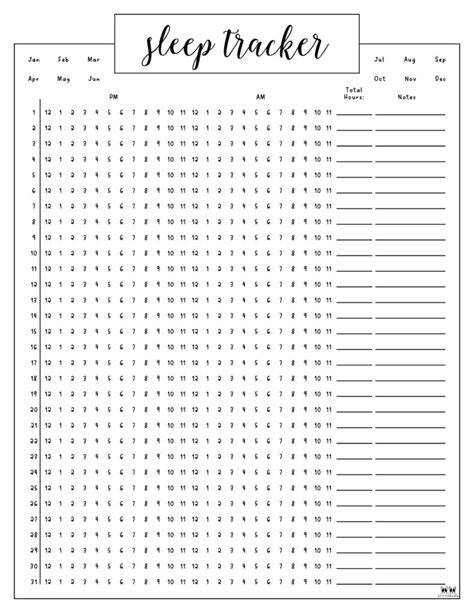 Printable Sleep Tracker