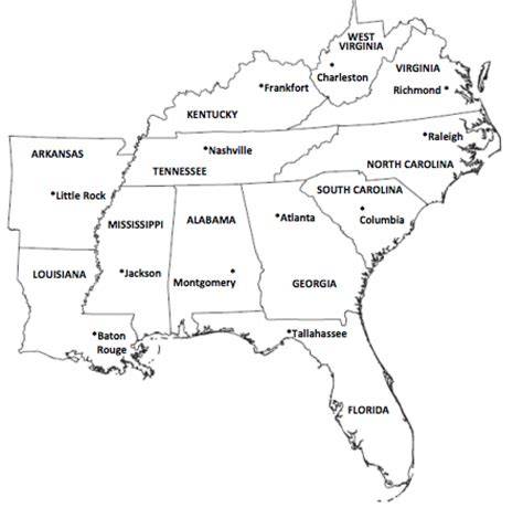 Printable Southeast Map
