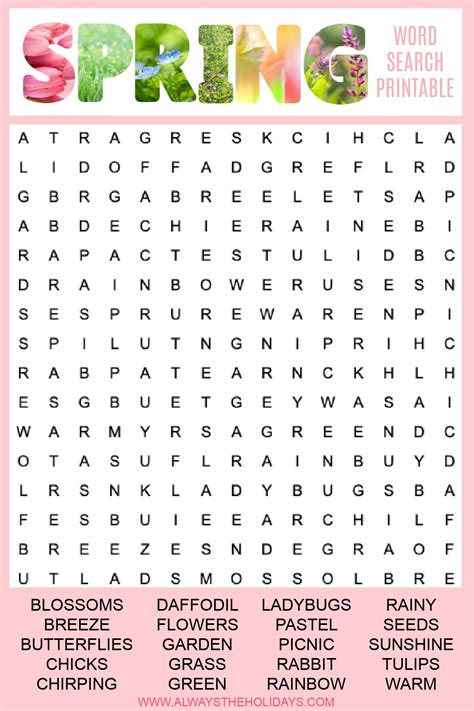 Printable Spring Word Puzzles