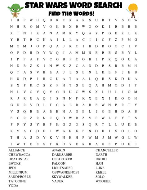 Printable Star Wars Word Search