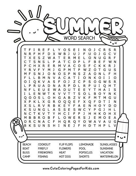 Printable Summer Word Search