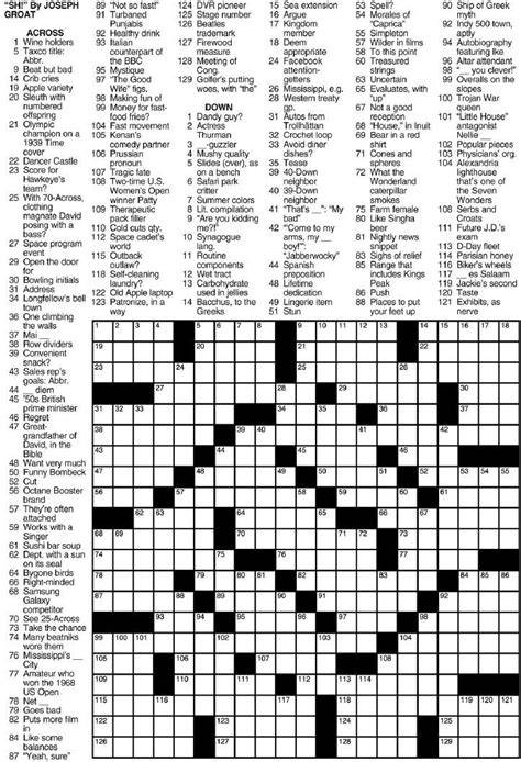 Printable Sunday Crossword Puzzles Pdf