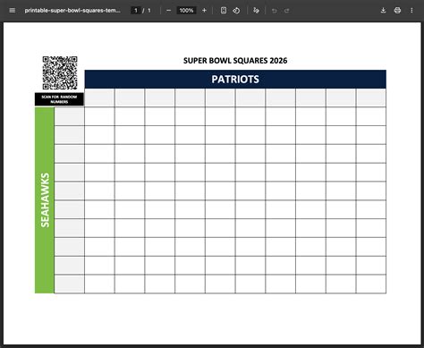 Printable Super Bowl Squares