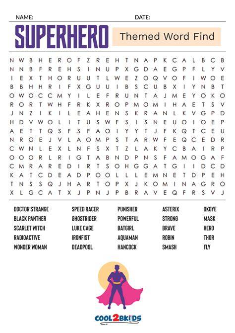 Printable Superhero Word Search
