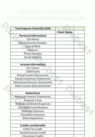 Printable Tax Preparation Checklist Excel